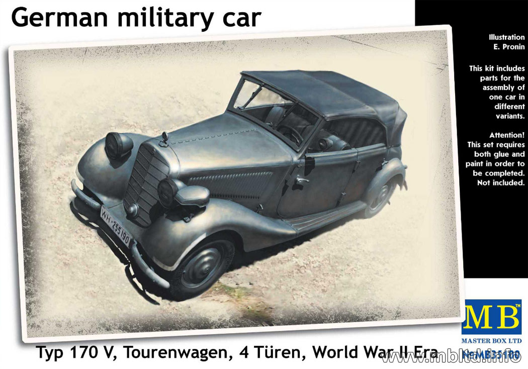 German Military Car Typ 170V Tourenwagen, 4 Turen (WWII Era)