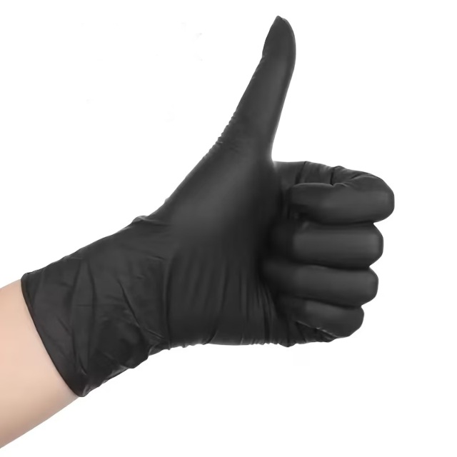 Black Disposable Composite Nitrile Gloves | Latex Free - Medium