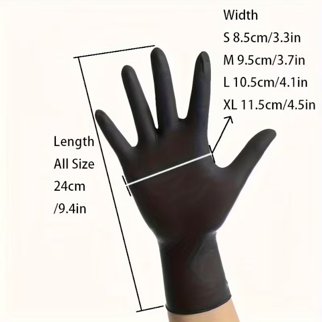 Black Disposable Composite Nitrile Gloves | Latex Free - Medium