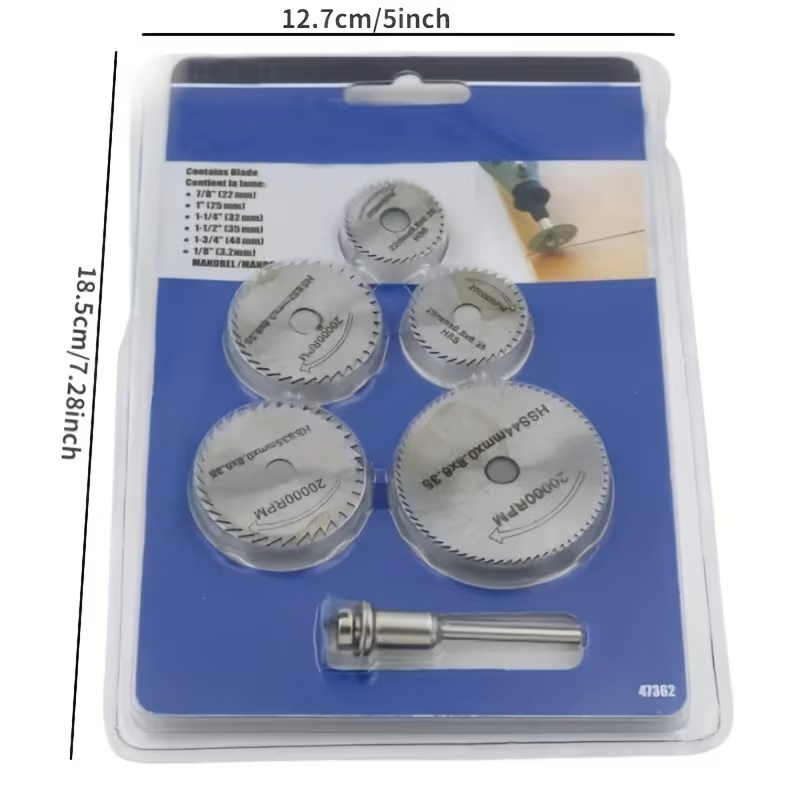 High-Speed Steel Round Saw Blades - 6-Size (1/64" to 1/4") Wood & Metal
