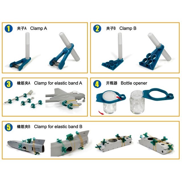 Master Tools Model Kit Tool Set (Clamp for Elastic Band , Clamp , Bottle Opener)